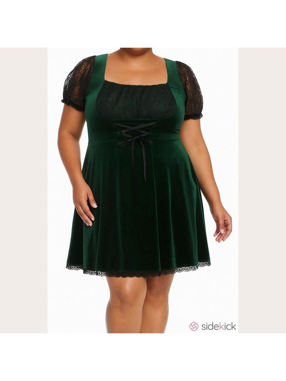 Hot Topic Green Velvet & Black Lace Corset Dress Plus Size 2X